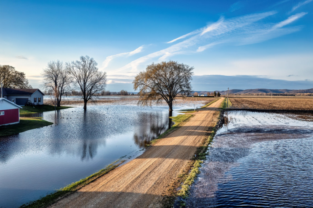 A photo showing a flooded property