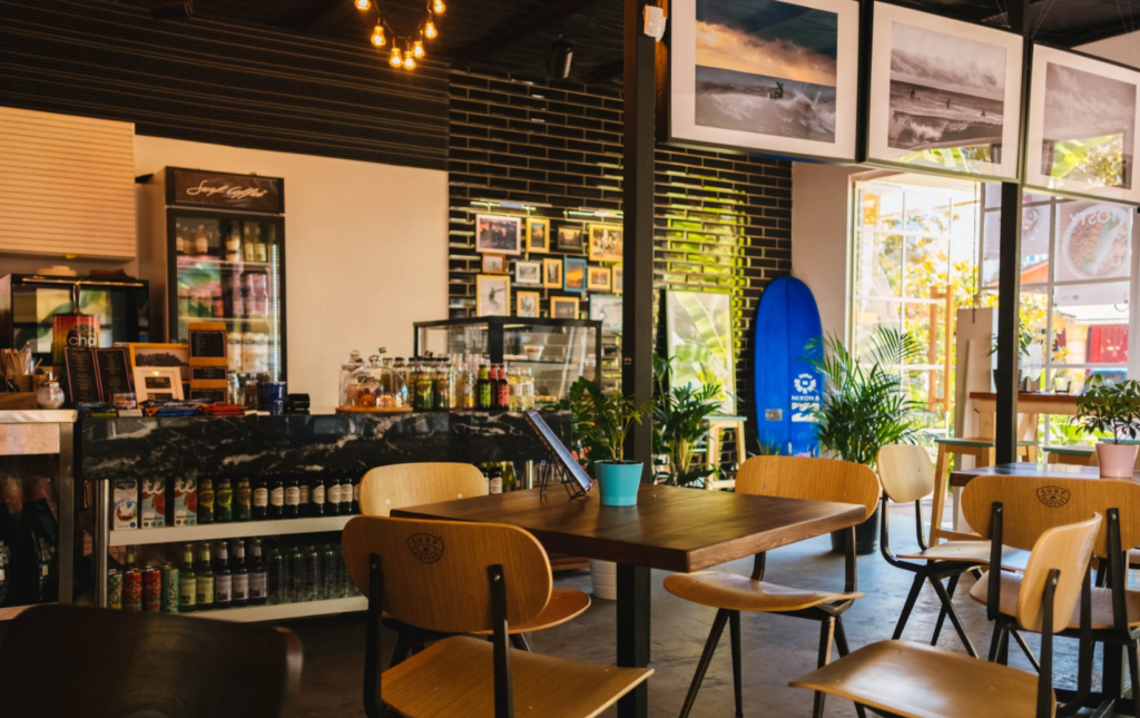 A photo showing the interior of a cafe.