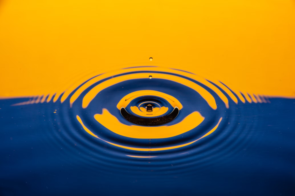 A photo showing circular ripples emanating outward in a water body.