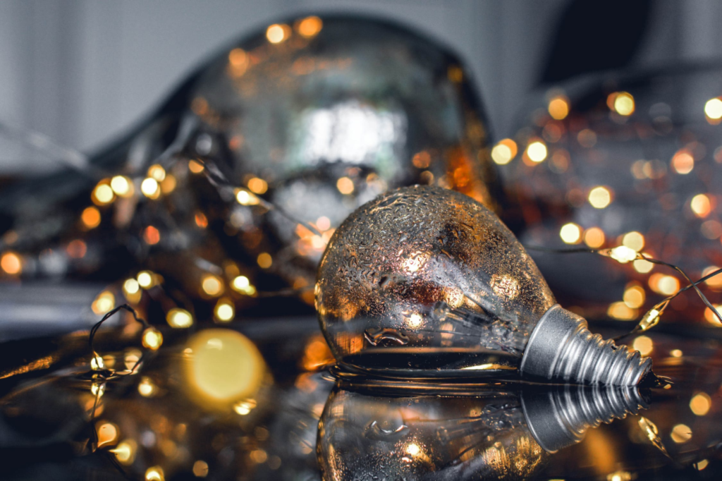 A photo showing a wet lightbulb and other signs of water damage in homes.